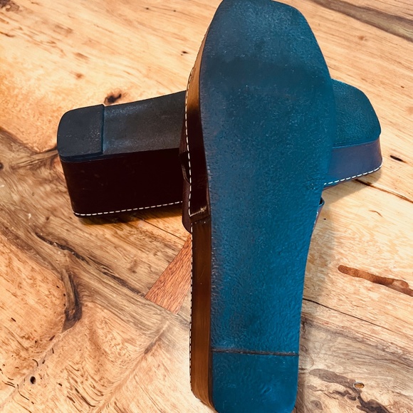 ROBERT CLERGERIE PARIS Women's Brown LEATHER platform slides  orig $540 US 6.5 - Picture 7 of 10